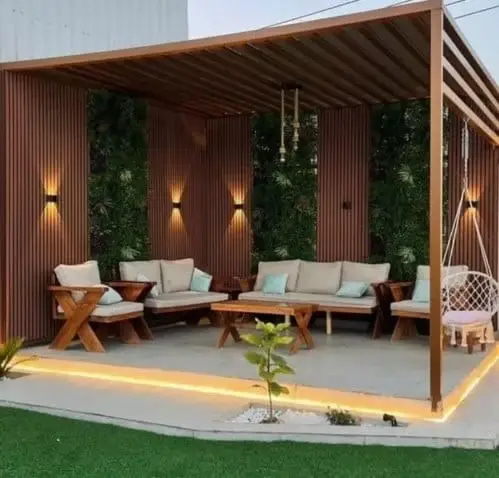 Wooden Outdoor Seating Set - Light Beige