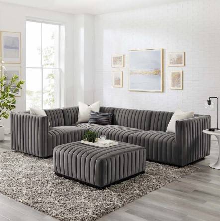 كنب مخمل مخطط متعدد الألوان مع خشب سويدي - Multicolor Striped Velvet Sofa with Swedish Wood