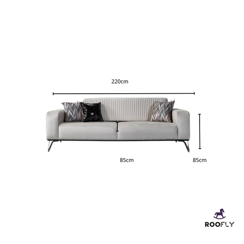 Luxury Gray Velvet Sofa - كنبة مخملية رمادية فاخرة
