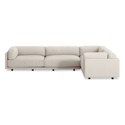 كنبة زاوية خشب سويدي و كتان - بيج - Beige Linen Swedish Wood Corner Sofa