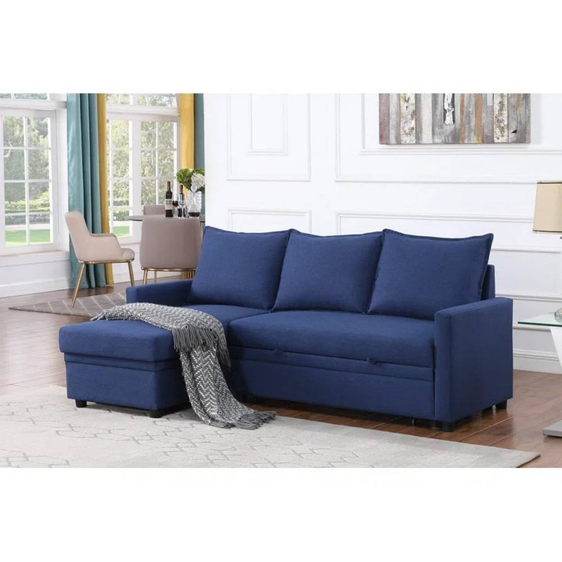 كنبة زاوية - خشب سويدي - أزرق - Corner Sofa - Swedish Wood - Blue
