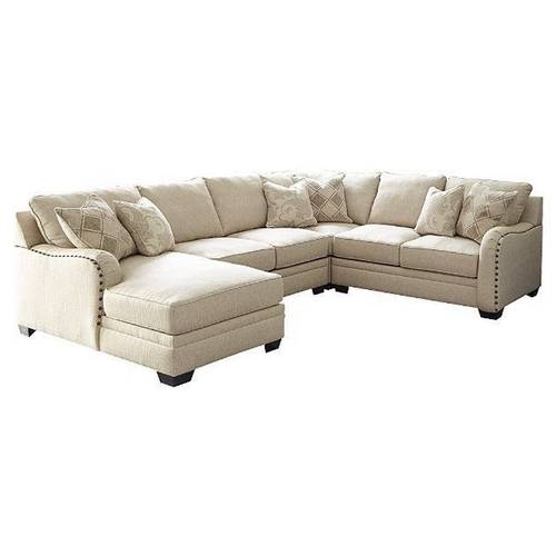 كنبة زاوية خشب سويدي و كتان - بيج - Swedish Wood and Linen Corner Sofa - Beige
