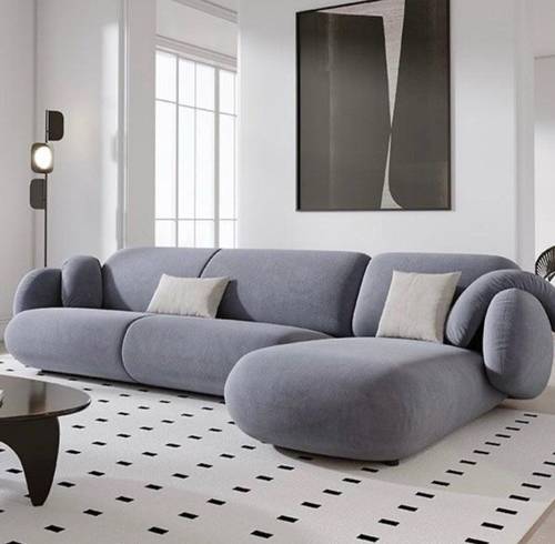 Beige L-Shaped Sectional Sofa - كنب ركني زاوية على شكل حرف L بيج