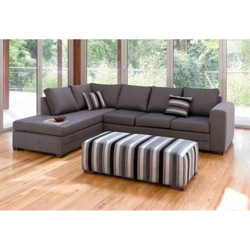 كنبة زاوية خشب سويدي وبوليستر - رمادي - Swedish Wood and Polyester Corner Sofa - Grey
