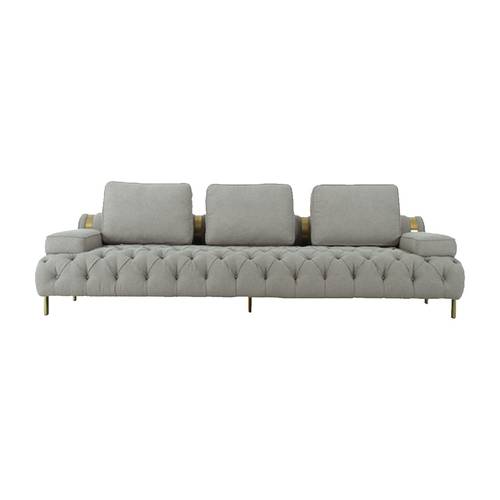 Three-Seater Polyester and Cotton Sofa - Grey - كنبة ثلاث مقاعد بوليستر و قطن - رمادي
