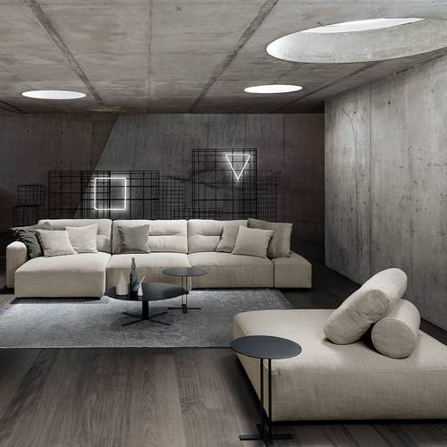 كنب ركني زاوية يسار على شكل L كتان اوف وايت - Left Corner L-Shape Linen Off-White Sofa

