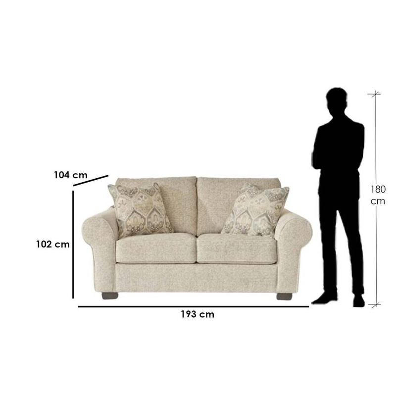 كنبة مقعدين خشب سويدي- بيج - Swedish Wood Two-Seater Sofa - Beige