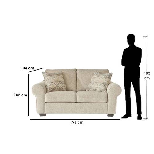 كنبة مقعدين خشب سويدي- بيج - Swedish Wood Two-Seater Sofa - Beige