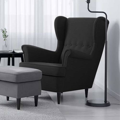 Royal armchair with two wings, upholstered in linen - black