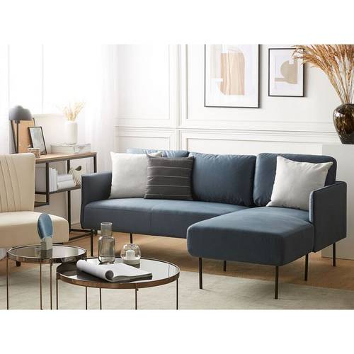 كنبة زاوية - مخمل - رمادي - Corner Sofa - Velvet - Grey
