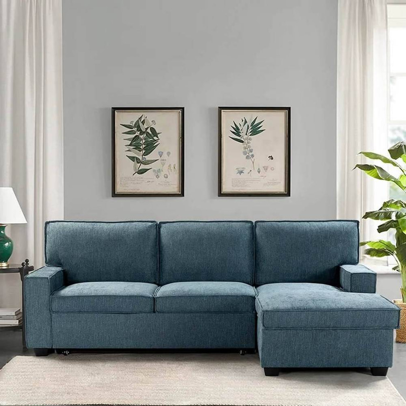 كنبة زاوية - خشب سويدي - أزرق - Corner Sofa - Swedish Wood - Blue
