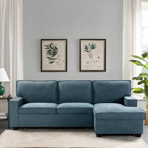 كنبة زاوية - خشب سويدي - أزرق - Corner Sofa - Swedish Wood - Blue

