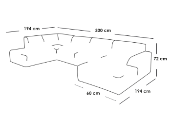 كنبة زاوية حرف U - رمادي, U-Shaped Sectional Sofa - Grey
