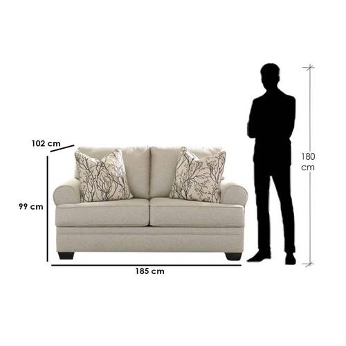 كنبة مقعدين خشب سويدي- بيج - Swedish Wood Loveseat Sofa- Beige
