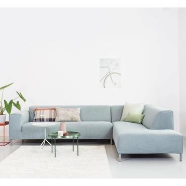 كنبة زاوية خشب سويدي و كتان - ازرق/Swedish wood and linen corner sofa - blue
