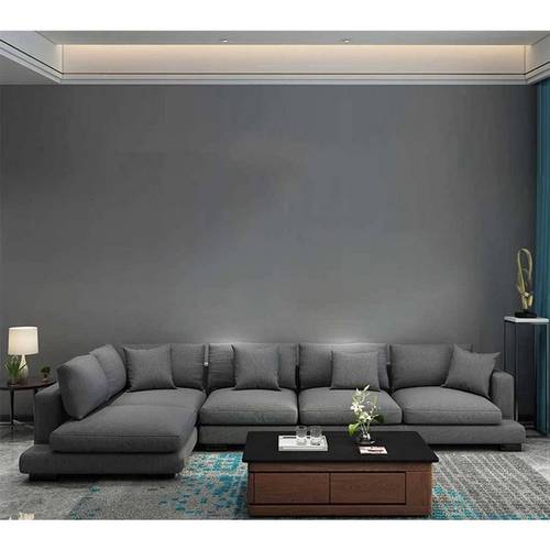 كنبة زاوية - كتان - رمادي - Corner Sofa - Linen - Grey
