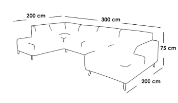 كنبة زاوية حرف L - رمادي, L-Shaped Sectional Sofa - Grey
