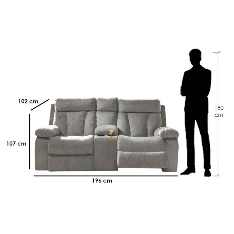 كنبة مقعدين خشب سويدي- رمادي - Swedish Wood Two-Seater Sofa - Grey