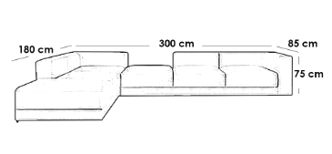 كنبة زاوية كتان وام دي اف - رمادي, Linen and MDF Corner Sofa - Grey