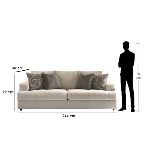 كنبة ثلاث مقاعد قماش - بيج - Beige Fabric Three-Seater Sofa
