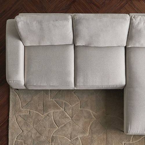 Right Corner Sofa - Classic Modern Design - Beige Linen Fabric - كنبة ركنية يمين - تصميم كلاسيكي عصري - قماش كتان بيج