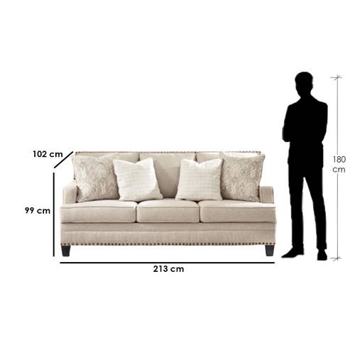 Three-Seat Fabric Sofa - Beige - كنبة ثلاث مقاعد قماش - بيج
