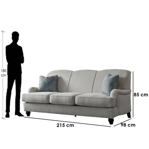 كنبة ثلاث مقاعد بوليستر - بيج و أزرق فاتح - Polyester Three-Seater Sofa - Beige and Light Blue
