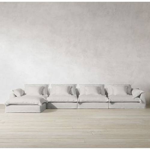 كنبة زاوية خشب سويدي و كتان - رمادي, Swedish wood and linen corner sofa - Gray

