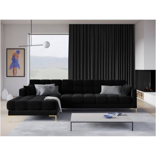 كنبة زاوية حرف - L- أسود - L-Shaped Corner Sofa - Black