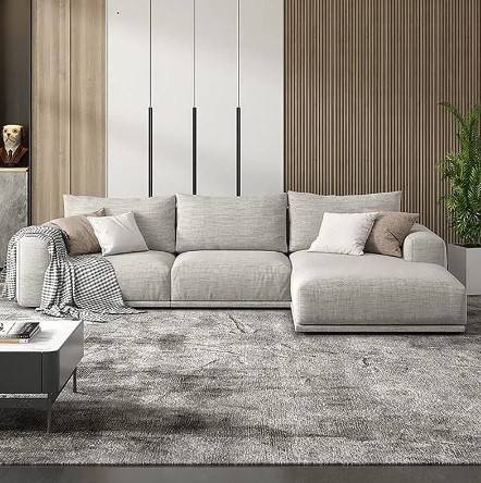 كنبة زاوية كتان سويدي - رمادي - Swedish Linen Corner Sofa - Grey
