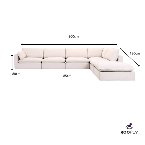 كنب زاوية فاخرة من الكتان الأبيض - White Linen Luxury Corner Sofa
