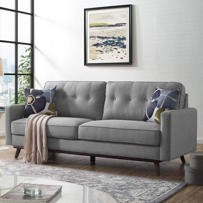 كنبة مقعدين خشب سويدي- رمادي - Two-Seater Sofa Swedish Wood- Grey

