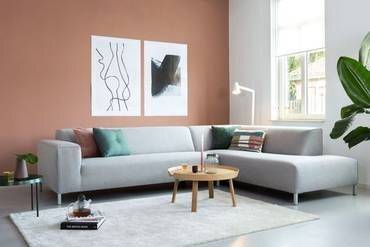 كنبة زاوية خشب سويدي و كتان - ازرق/Swedish wood and linen corner sofa - blue
