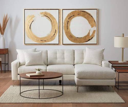 كنب ركني بأرجل معدنية ابيض على شكل L - L-Shaped White Corner Sofa with Metal Legs
