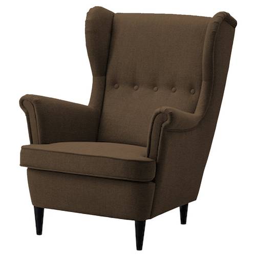 Royal armchair with wings, upholstered in linen - dark brown