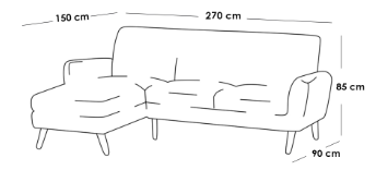 كنبة زاوية خشب سويدي و كتان - بيج - Beige Linen Swedish Wood Corner Sofa