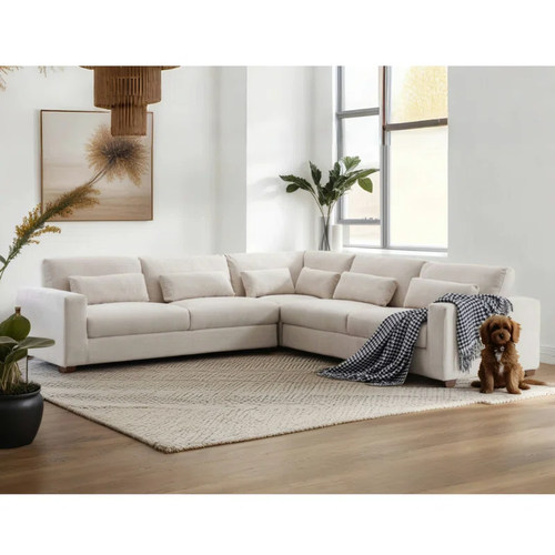 ركنة فاخرة بـ 3 قطع – تصميم عصري مع 6 وسائد مريحة - 3-Piece Luxury Corner Sofa – Modern Design with 6 Comfortable Cushions
