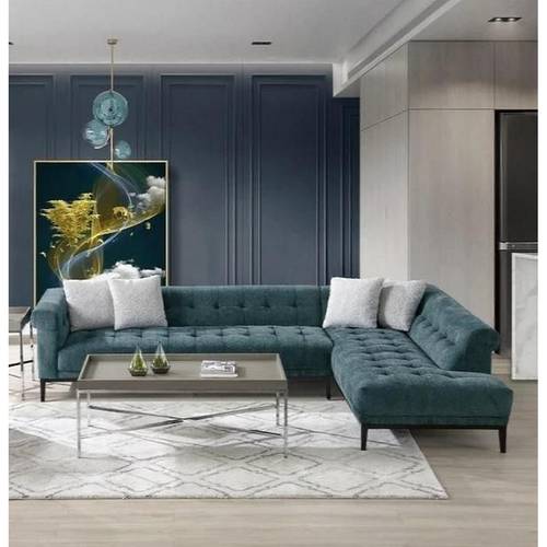 L-Shape Corner Sofa - Green - كنبة زاوية حرف L - أخضر
