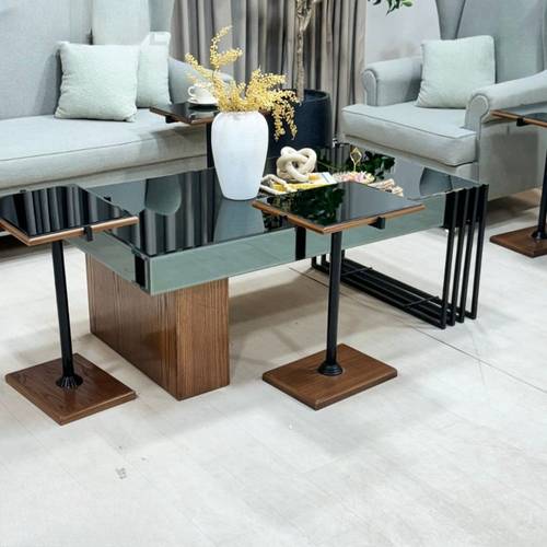 Modern Serving Table Set with 4 Side Tables - طقم طاولة تقديم عصري مع 4 طاولات خدمة