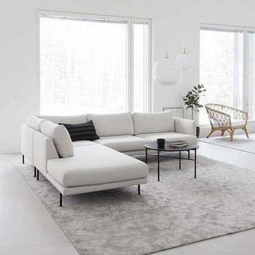 L-Shape Corner Sofa - White - كنبة زاوية حرف L - أبيض
