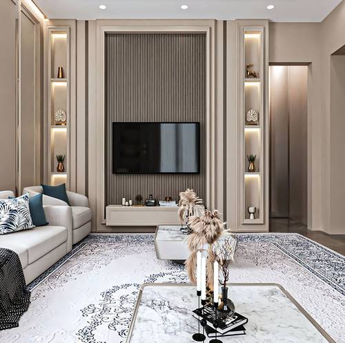 طقم كنب فاخر مودرن  بلون بيج Modern Luxury Beige Sofa Set