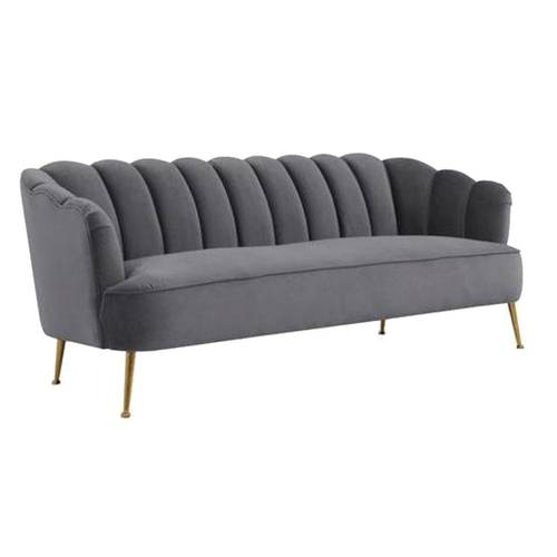 كنبة ثلاث مقاعد مخمل - رمادي Velvet Three Seater Sofa - Grey
