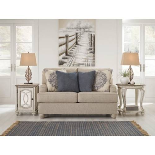 كنبة مقعدين خشب سويدي - بيج - Swedish Wood Two-Seater Sofa - Beige
