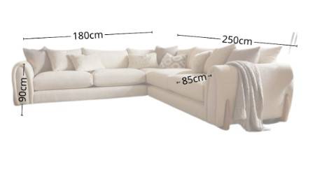 كنبة مخمل بيج بخشب سويدي - Beige Velvet Sofa with Swedish Wood