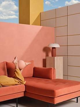 كنبة زاوية هارلو برتقالي - Harlow Orange Corner Sofa