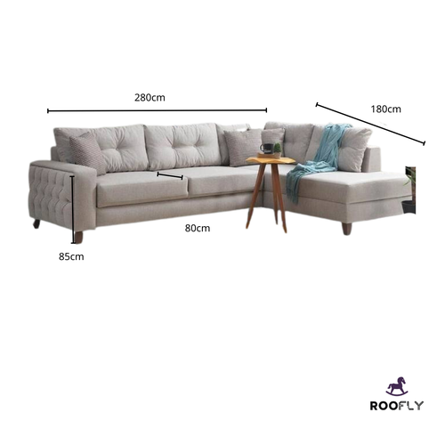 Stylish Tufted Back Grey Sofa - كنبة رمادية أنيقة مع ظهر معنقد 🛋️

