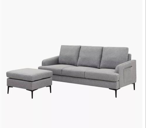 Modern Sofa and Loveseat Set, Grey - طقم كنبة ومقعد بتصميم عصري، رمادي

