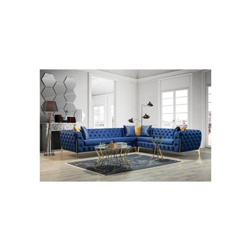 كنب زاوية فاخر باللون الأزرق - Luxurious Blue Corner Sofa
