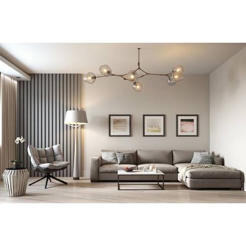كنبة زاوية خشب سويدي و كتان - رمادي, Swedish wood and linen corner sofa - Grey