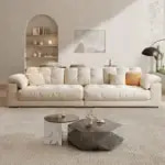 Luxurious Beige Modern Comfortable Sofa - كنبه فاخر بلون بيج بتصميم عصري مريح
